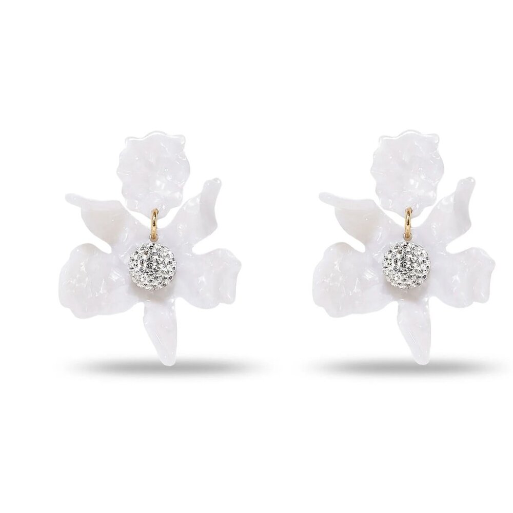 Lele Sadoughi Small Mother Of Pearl Crystal Lily Earrings